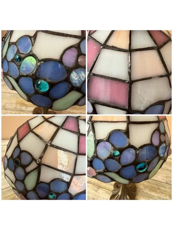 Vintage PartyLite Hydrangea Tiffany-Style Stained Glass Tealight Candleholder - Picture 14 of 16